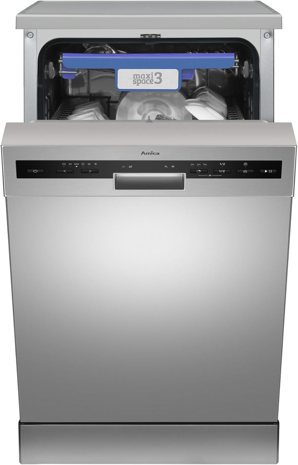 Amica Geschirrspüler 45cm Silber unterbaufähig AquaStopp OpenDry Türöffnung