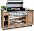 Mobile Teakholz Outdoor Küche mit Edelstahl-Gasgrill Built-In Merlin 641