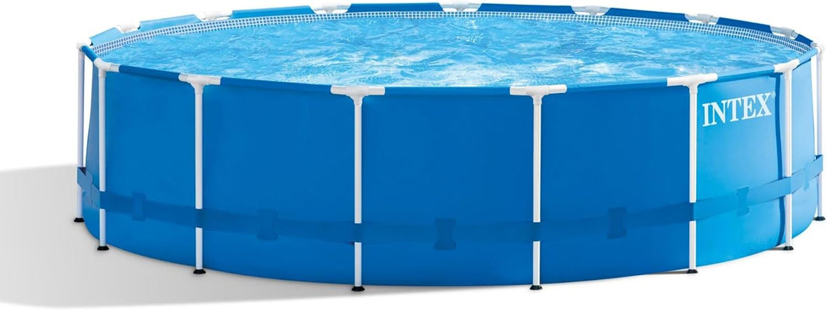 Intex Metal Frame Pool Set, Ø 457 x 122 cm, Aufstellpool, Zubehör enthalten, Grau, 28236