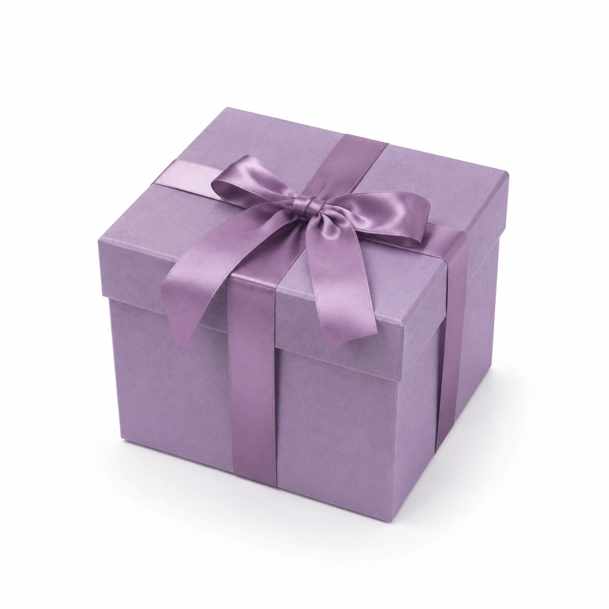 Geschenkbox 20 x 20 x 12 cm aus Karton in Lila mit Satinband zum Verpacken