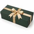 Geschenkbox 30 x 20 x 10 cm Karton dunkelgrün goldfarben mit Schleife rechteckig