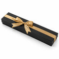 Geschenkbox 35 x 8 x 4 cm aus Karton schwarz goldfarben mit Schleife länglich