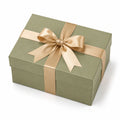 Geschenkbox 30 x 20 x 10 cm aus Pappe Salbeigrün Gold mit Deckel und Schleifenband