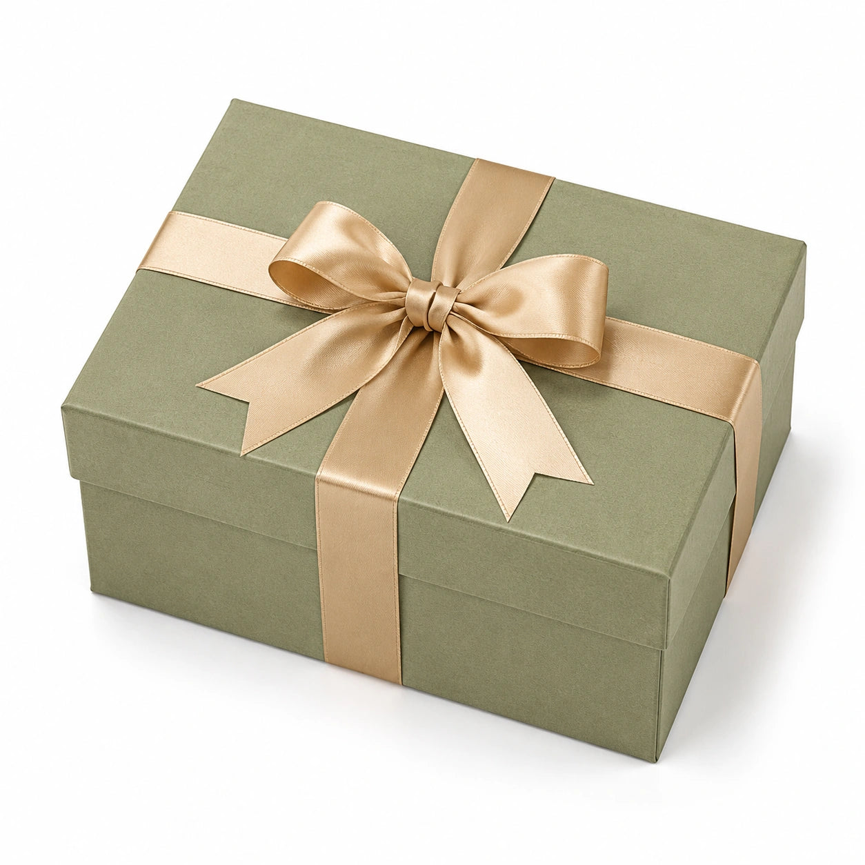 Geschenkbox 30 x 20 x 10 cm aus Pappe Salbeigrün Gold mit Deckel und Schleifenband