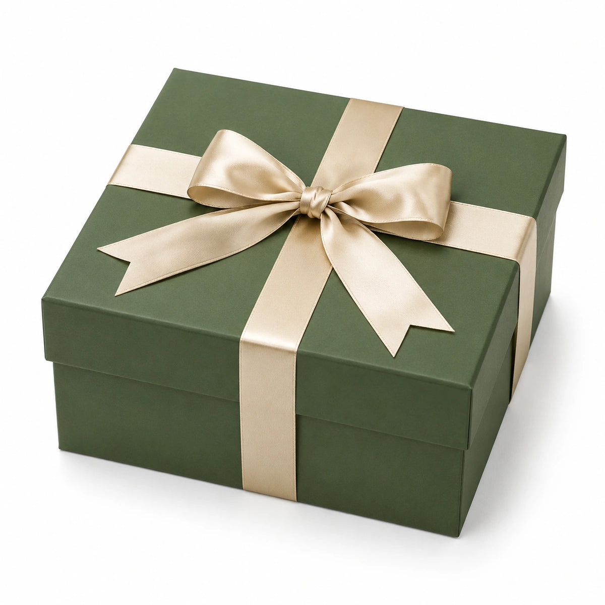 Geschenkbox 25 x 20 x 10 cm Karton Grün Creme mit Schleife für Geschenke