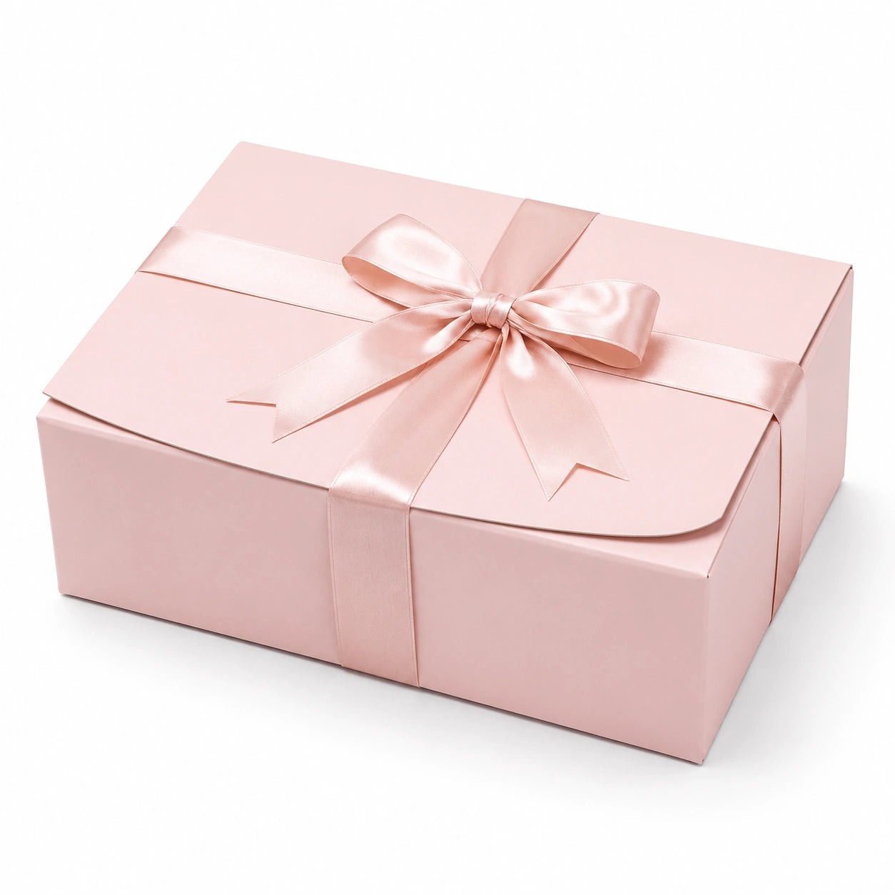 Geschenkbox 30 x 22 x 10 cm aus Karton rosa mit Satinband und Schleife