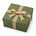 Geschenkbox 20 x 20 x 10 cm aus Karton Grün mit Schleife - quadratische Geschenkverpackung
