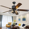 Deckenventilator Licht Mit Beleuchtung Fernbedienung Dimmbar E27 Fan Deckenleuchte LED Kronleuchter Loft Lüfter Deckenlampe Retro Industrie Stumm