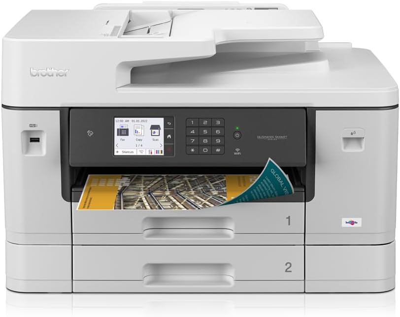 Brother MFC-J6940DW DIN A3 4-in-1 Farbtintenstrahl-Multifunktionsgerät (2 x 250 Blatt Papierkassette, Drucken, Scannen, Kopieren, Faxen), Weiß