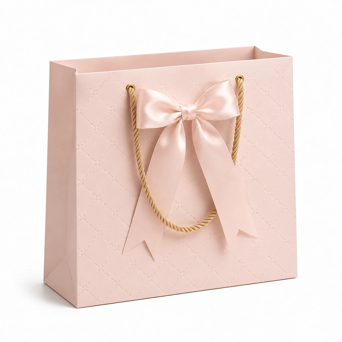 Geschenktüte 32 x 12 x 26 cm Papier Rosa mit Kordelhenkeln und Schleife