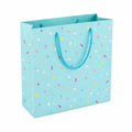 Geschenktüte 32 x 12 x 26 cm Papier Türkis mit Kordelgriffen Konfetti Muster