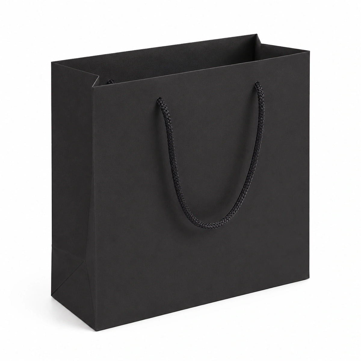Geschenktasche 25 x 11 x 30 cm Schwarz aus Papier mit Kordelgriffen