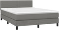 vidaXL Boxspringbett mit Matratze & LED Dunkelgrau 140x200 cm Stoff