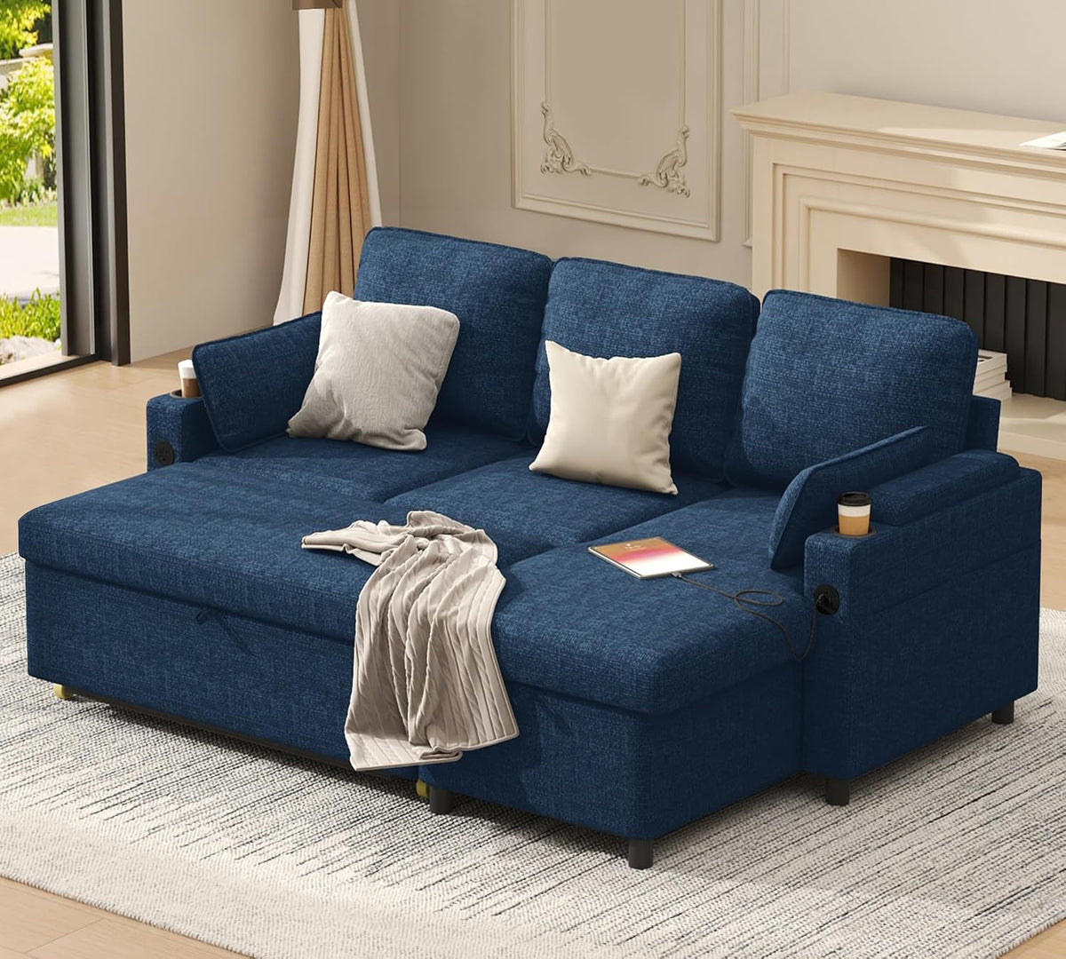 DURASPACE Schlafsofa Ausziehbare Schlafcouch Ecksofa mit Stauraum