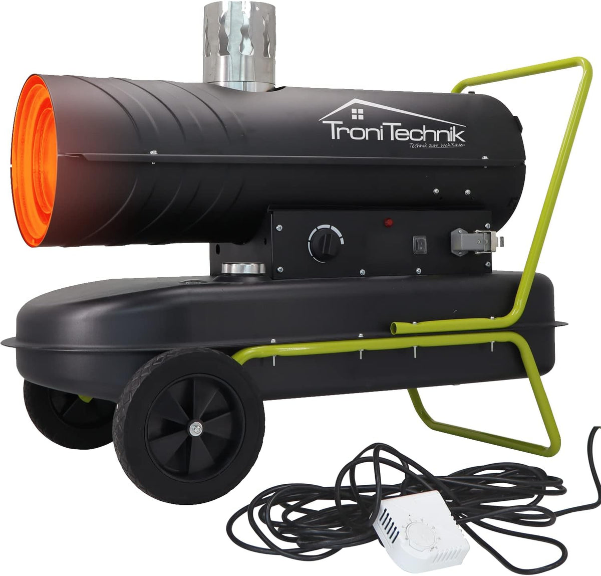 Tronitechnik Heizkanone Dieselheizgebläse Dieselheizer 20kW Diesel betriebener Heißluftgenerator Heizgerät Bauheizer Heizer mit 36l Tank
