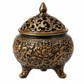 Räuchergefäß 14 cm Metall Bronze Schwarz mit Deckel im Ornamentstil