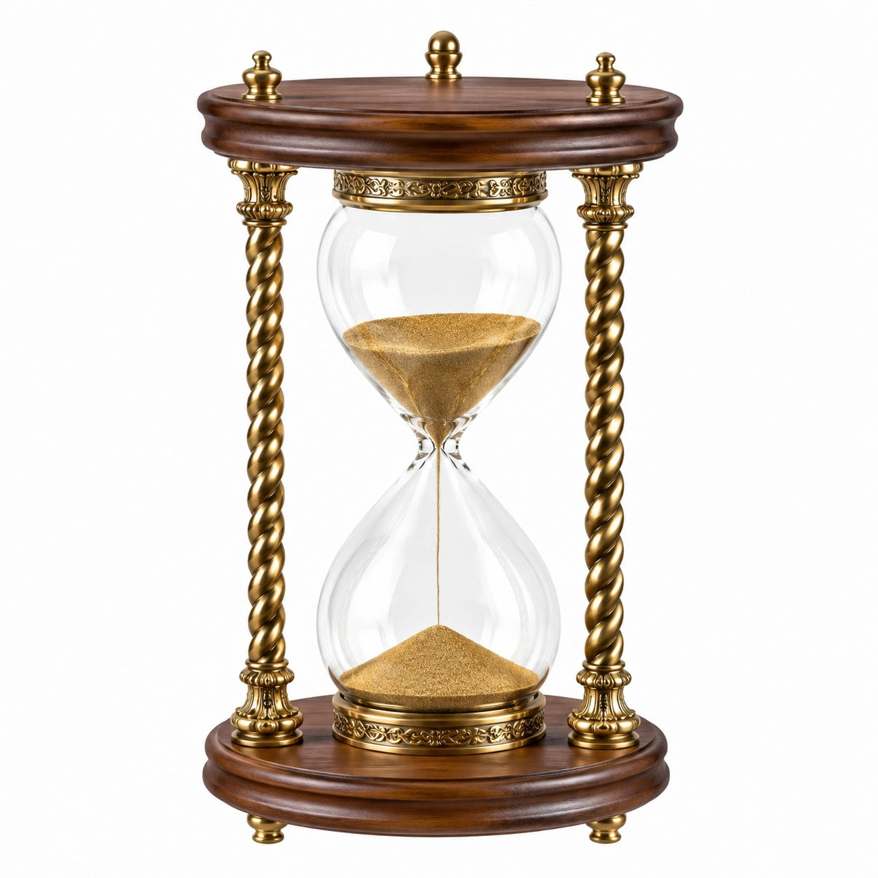 Sanduhr 30 cm Holz Glas goldfarben klassisch