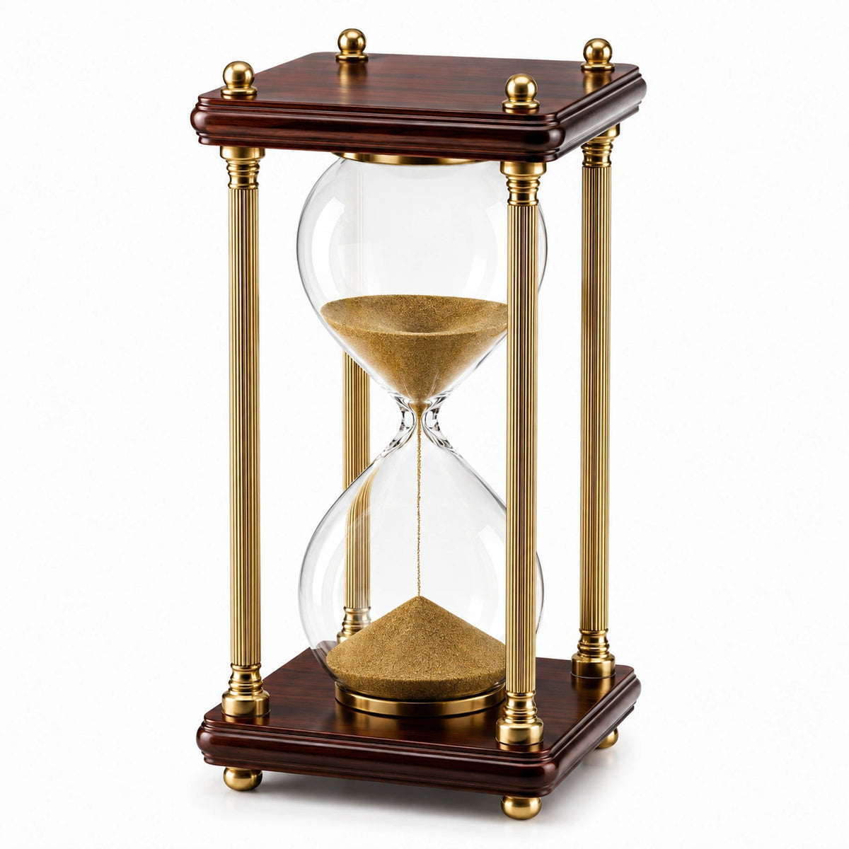 Sanduhr 18 x 18 x 40 cm Holz Glas Goldbraun dekorativ mit Wendezeitmessung