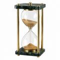 Sanduhr 16 x 16 x 32 cm aus Glas und Metall in Grün Gold dekorativ