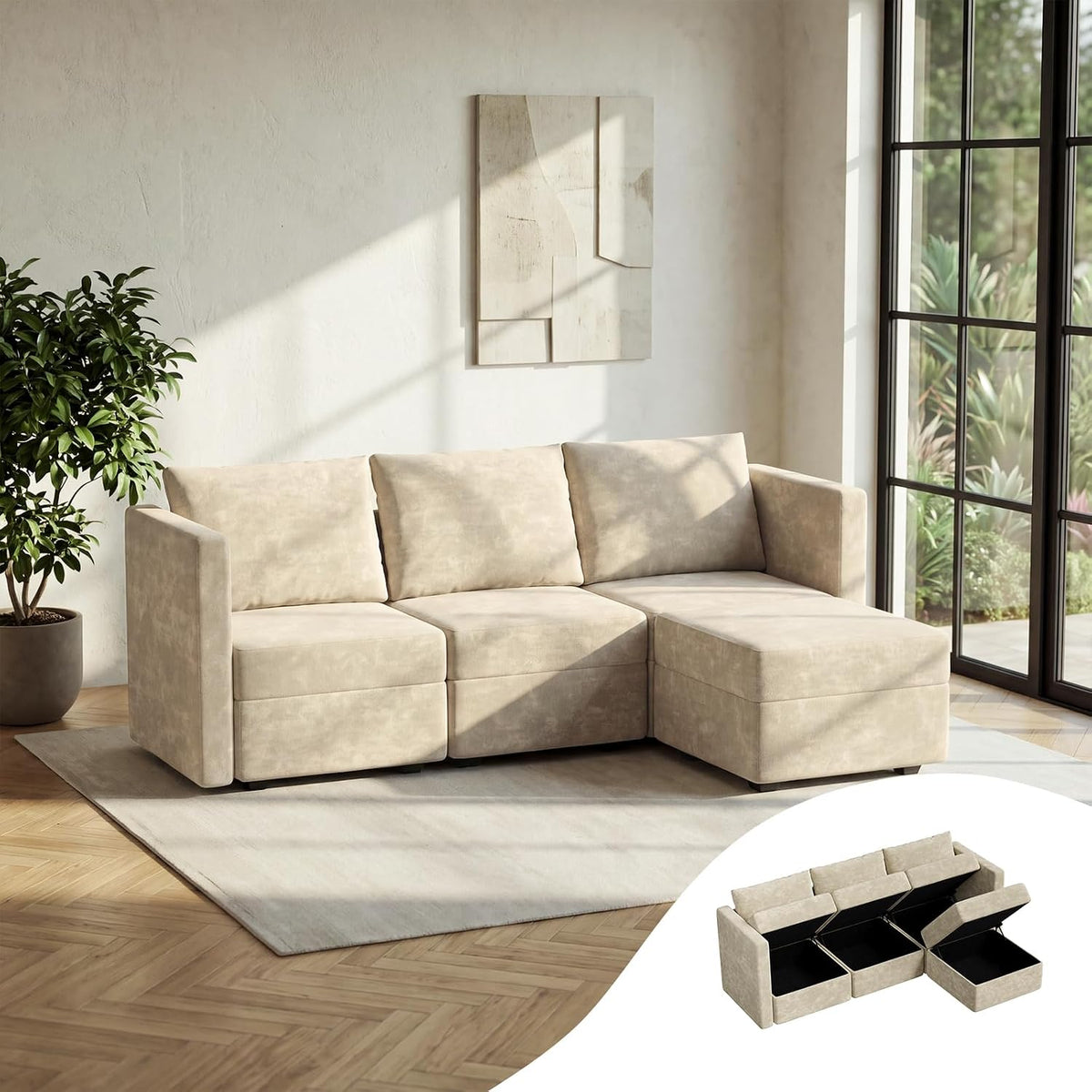 JUMMICO Modulares Sofa L-Form Ecksofa 215 cm breit