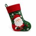 Weihnachtsstrumpf 45 cm aus Textil in Grün Rot mit Nikolausmotiv zum Aufhängen
