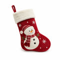Weihnachtsstrumpf 45 cm aus Textil in Rot Weiß zum Befüllen mit Schneemannmotiv