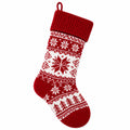 Weihnachtsstrumpf 45 cm aus Stricktextil Rot Weiß mit Schneeflockenmuster zum Aufhängen