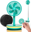 VENTY Tragbarer Ventilator, kabelloser batteriebetriebener Ventilator, 4 Geschwindigkeiten, LED-Beleuchtung, Tragetasche und Fernbedienung
