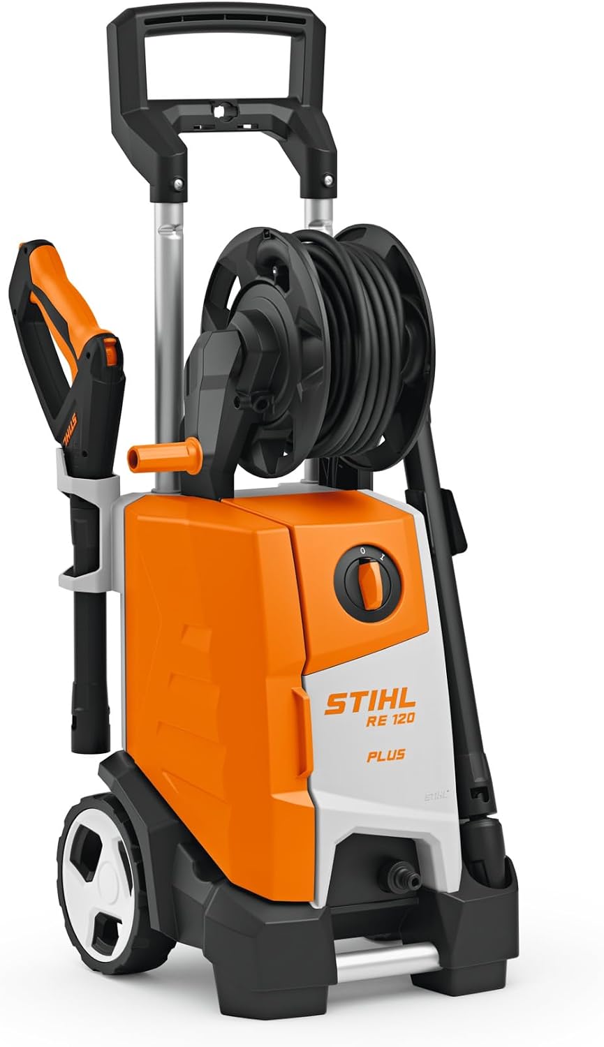 Stihl Elektro-Hochdruckreiniger RE 120 PLUS, 9 m Schlauch, 4,8 Liter Tankvolumen, Schwarz/Orange/Weiß, Kabelgebunden, Moderner Stil, Hochdruckreiniger
