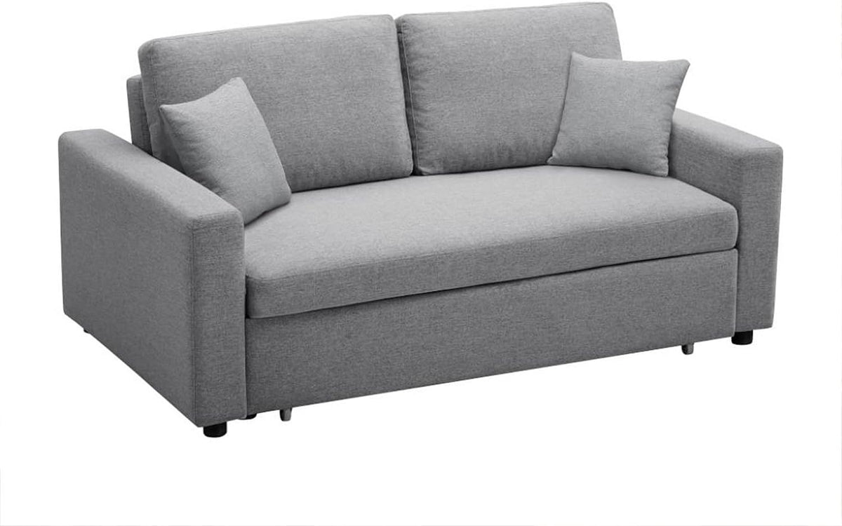 Vente-unique, Schlafsofa 3 Inizor, Polyester, hellgrau