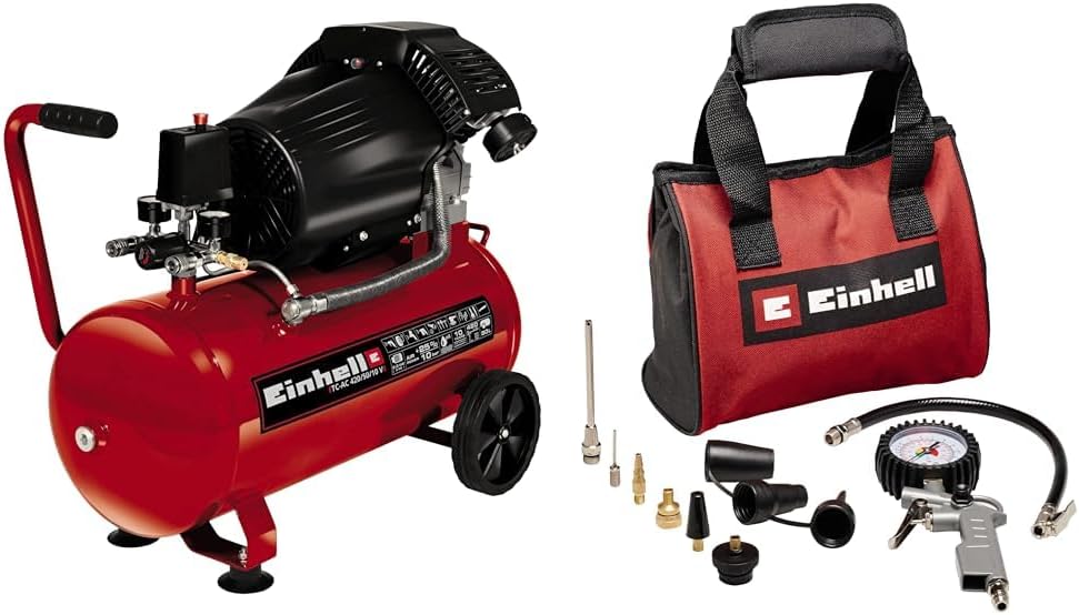 Einhell Kompressor TC-AC 420/50/10 V (2200 W., inkl. 10-tlg. Druckluftset), 50 l-Tank, 420 l/min Ansaugleistung, max. 10 bar, Drehzahl 2850 min^-1