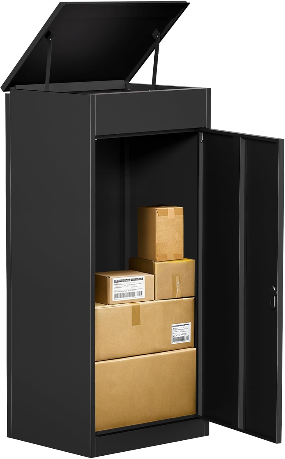 Paketbox Briefkasten mit Paketfach Paketbox Draussen Groß XXL Diebstahlgeschützter Paketbriefkasten Standbriefkasten mit Code-Schloss