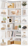 FirFurd 185 cm Eckregal Bücherregal Ecke Eckschrank mit 6 Ebenen weiß