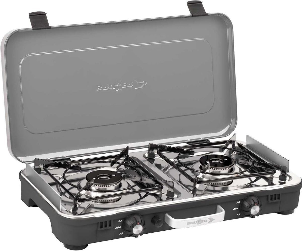 BRUNNER Camping-Kocher 2-flammig Gaskocher POWERKOOK 50mbar Druckminderer