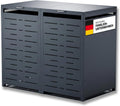 Metzler Mülltonnenbox 2er 240L Anthrazit mit horizontalen Designlinien, Metall Mülltonnenverkleidung für 2 Tonnen abschließbar