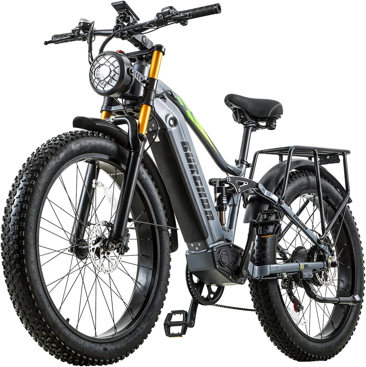 Doppelter Motor 190/95 N.m E Bike elektrofahrräder Herren Damen, 26x4 Zoll Electric Bike 7-Gang Getriebe mit LCD-Display Vollfederung E Fahrrad, 120km