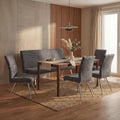 Mendler Esszimmer-Set HWC-G55 4er-Set Stuhl + Sitzbank 160cm, dunkelgrau