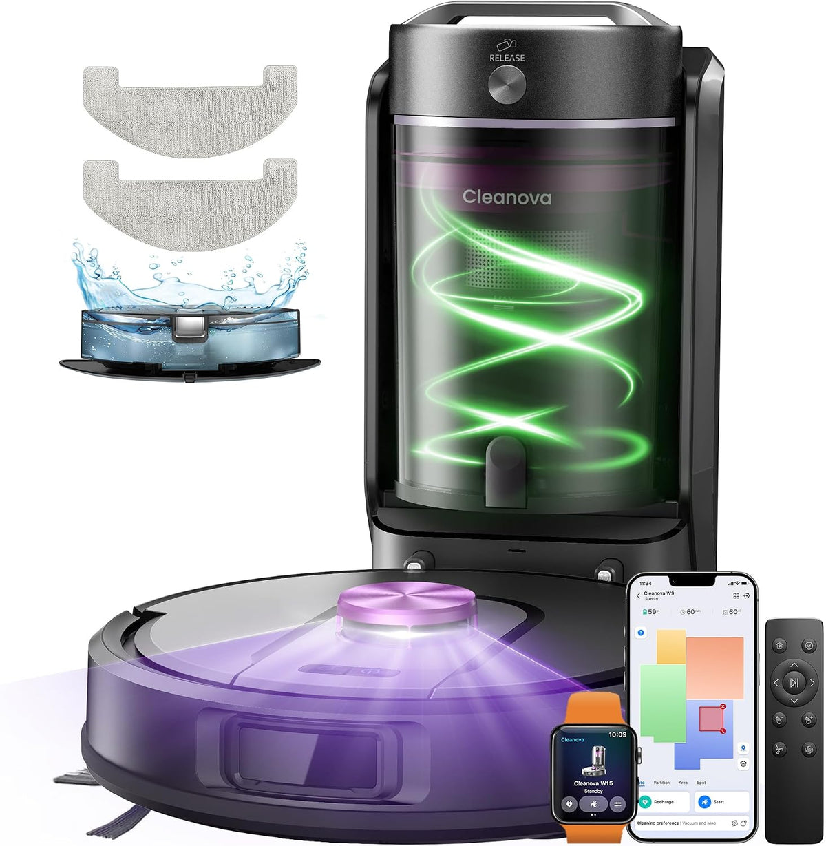 Vexilar W15 Saugroboter mit Wischfunktion, 10000Pa, 3-in-1 Saug und Wischroboter, 180Min Max, LiDAR Navigation, App- & Sprachsteuerung
