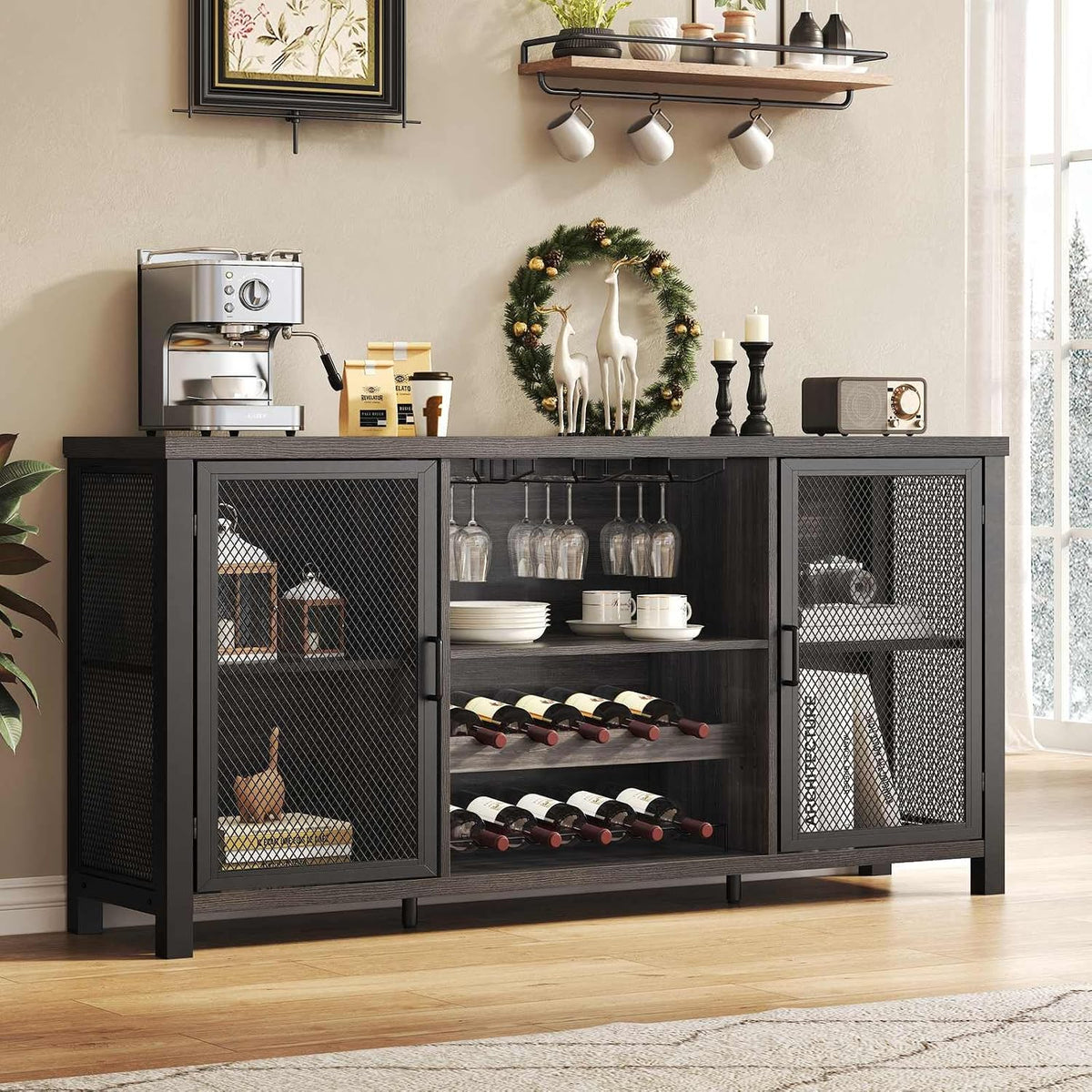 Launica Dunkelgrauer 140 cm SideboardKücheschrank Industriell für Küche