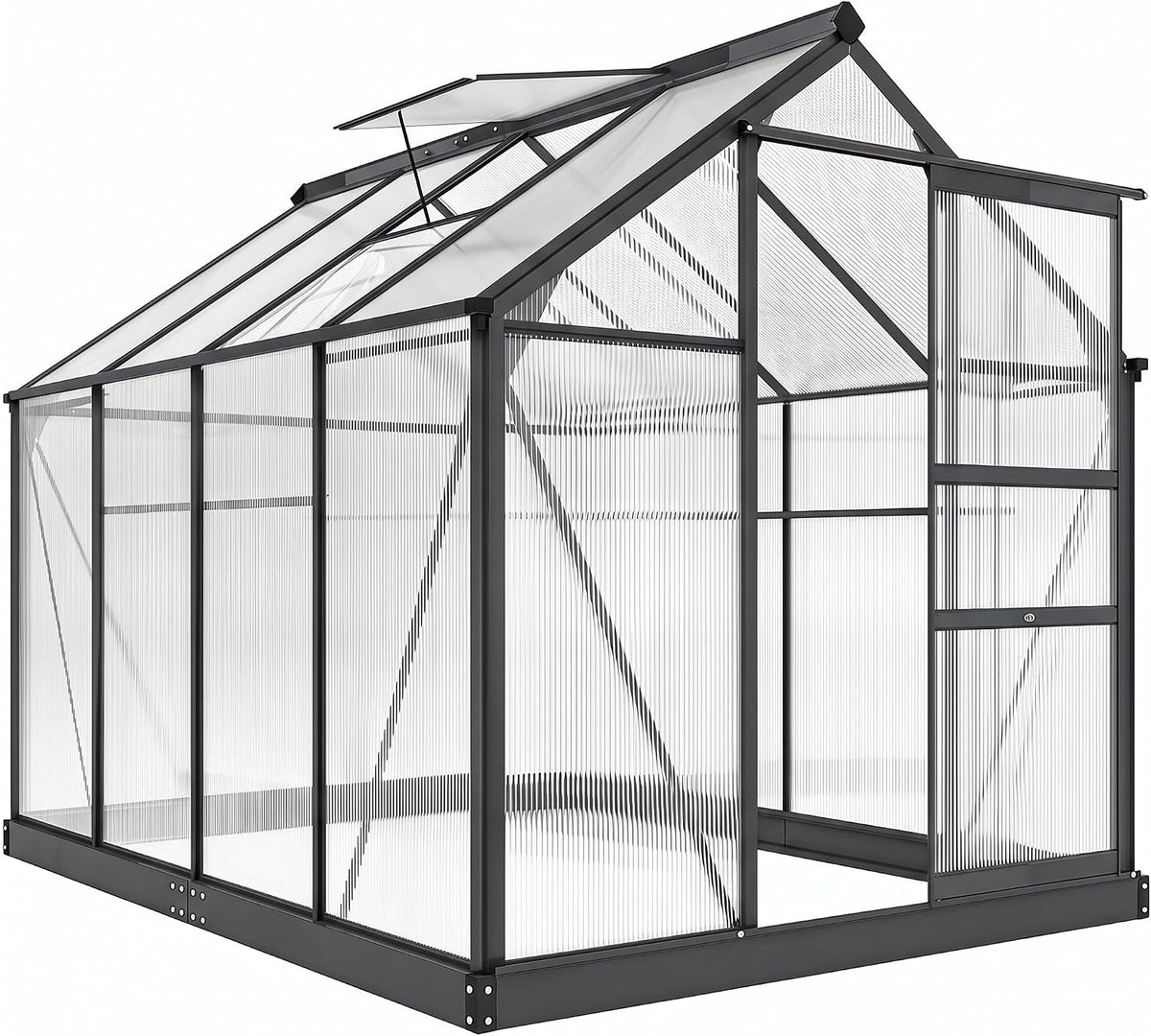 Outsunny Gewächshaus Aluminium mit Dachfenster 190x252x201cm Grau