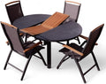 ALEOS. Gartengarnitur Gartenset Aluminium Teak Set mit rundem Ausziehtisch 120cm auf 160cm ausziehbar + 4 Hochlehner anthrazit Trinidad