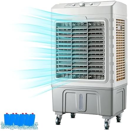 Tragbarer Verdunstungskühler 60L Tank, 3-Gang-Klimaanlage-Lüfter mit 120-Schwingung, Innen-Sumpfkühler für Raum, effiziente Kühlung mit Eisboxen, Büro