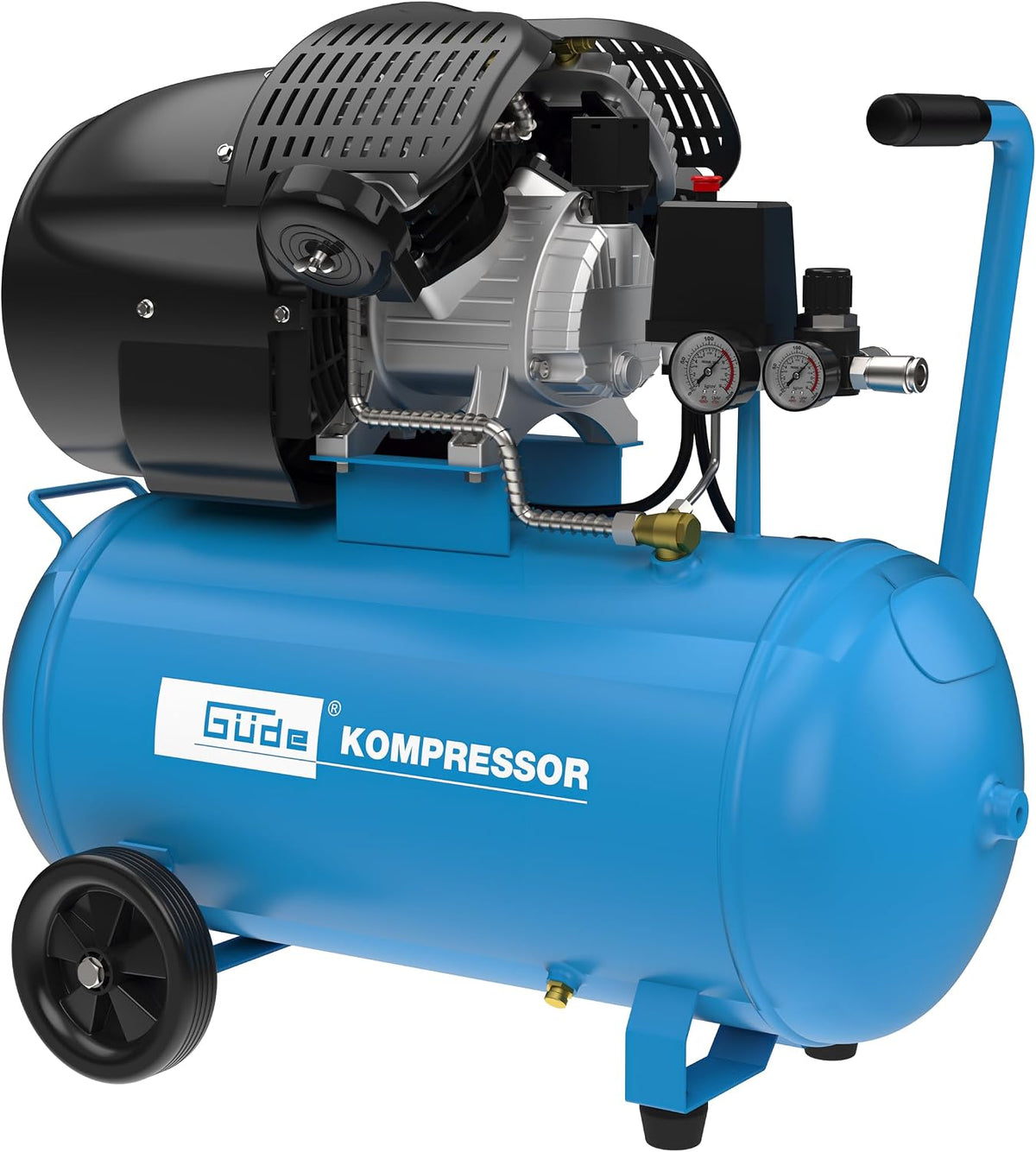 Güde 405/10/50 Kompressor, 2-Zylinder-V-Aggregat ölgeschmiert, 50 Liter Kessel, eff. Liefermenge bei 0 bar 250 l/min, 230 Volt, 2,2 Kilowatt