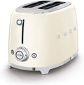 Smeg, 950W, 2x2 TSF01CREU -Toaster, 2 Schlitze für 2 Scheiben, 6 Vergoldungsniveaus, Heizfunktion, Abtau- und Bagel- Funktion, Sammelschublade, Creme