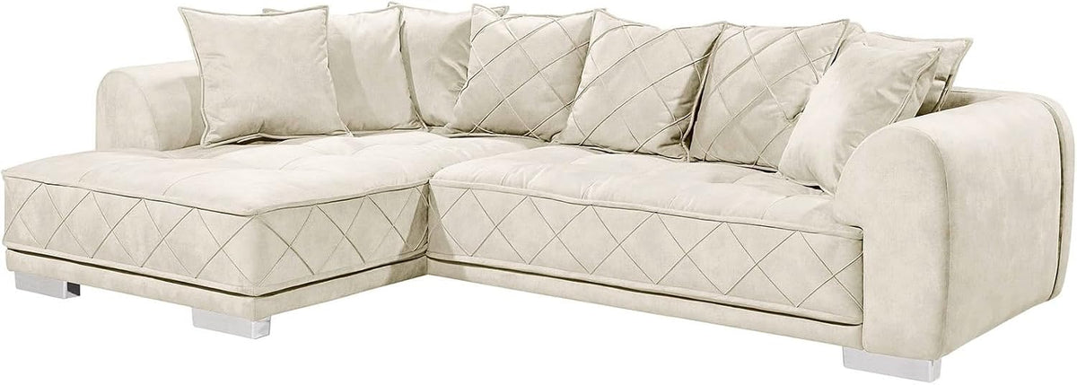 XXL Ecksofa DECADENCIA, 320cm, inklusive Kissen, beige, Samt