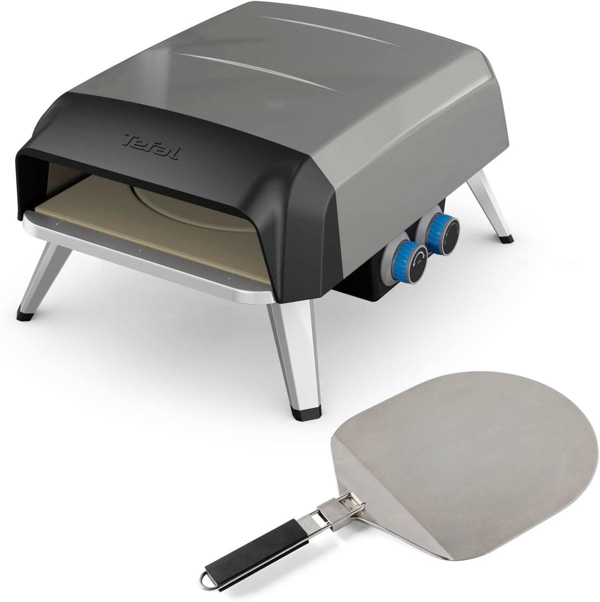 Tefal Pizza Pronto Gas-Pizzaofen für den Außeneinsatz, JM413015, bis 400 °C, Temperaturregler, Ein-/Ausschalter, Steuerung des Drehsteins, kompakt