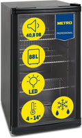 METRO Professional Mini-Kühlschrank GPC1088, 1.052 kWh/24h, 88 L, 3 Edelstahl-Drahtböden, schwarz