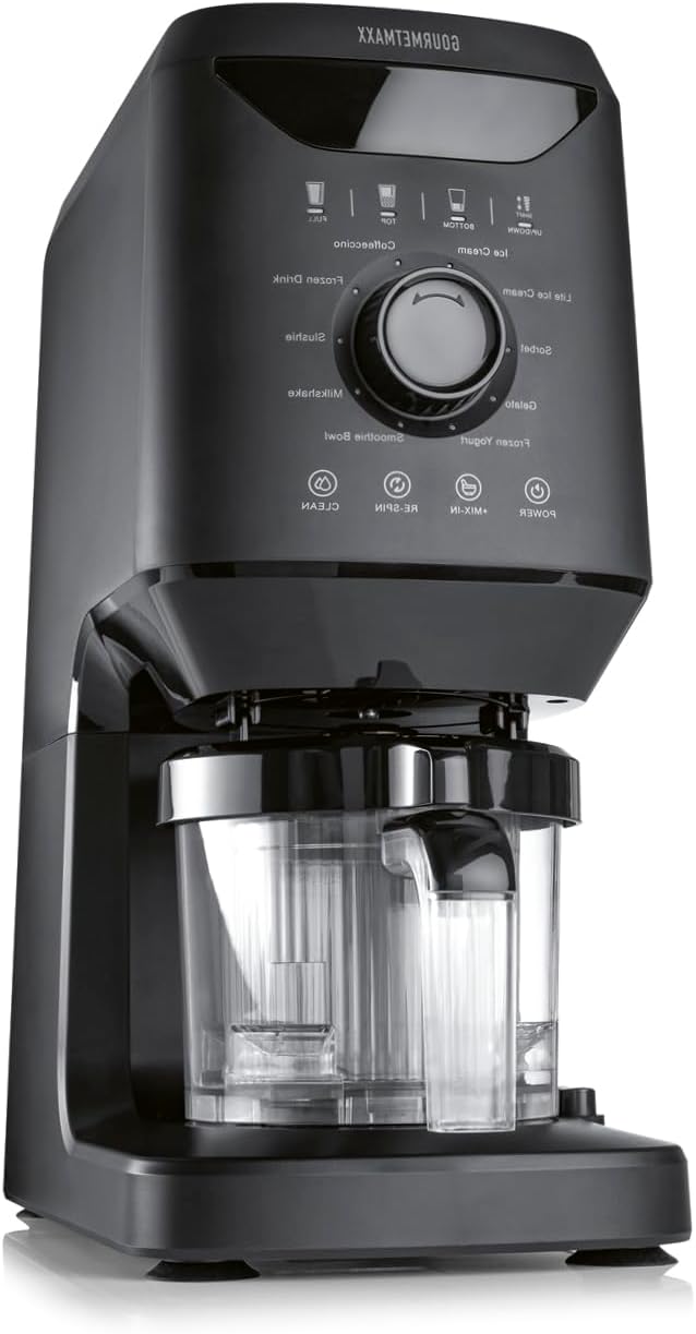 GOURMETmaxx SmoothUp Eismaschine 800 Watt, 2 Becher inklusive, Eismaschine 10 Programme inkl. Mix-in-Funktion, Eiscreme-Maschine