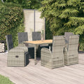 IKAYAA Gartenmöbel Set 6 Verstellbare Hochlehner Stühlen mit Tisch Garten sitzgruppe 6 Personen Sitzgruppe Outdoor wetterfest Rattan Sitzgruppe 6
