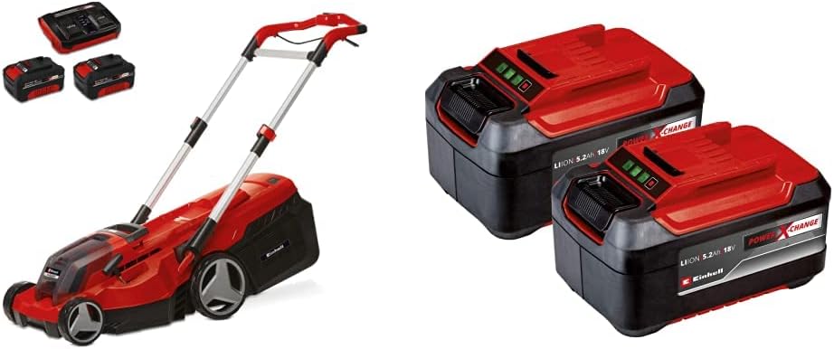 Einhell Akku-Rasenmäher RASARRO 36/38 Kit Power X-Change (36 V, 38 cm Schnittbreite, 45L Fangkorb, inkl. 2X 4,0 Ah Akku, 2X 5,2 Ah Akku + Twincharger)
